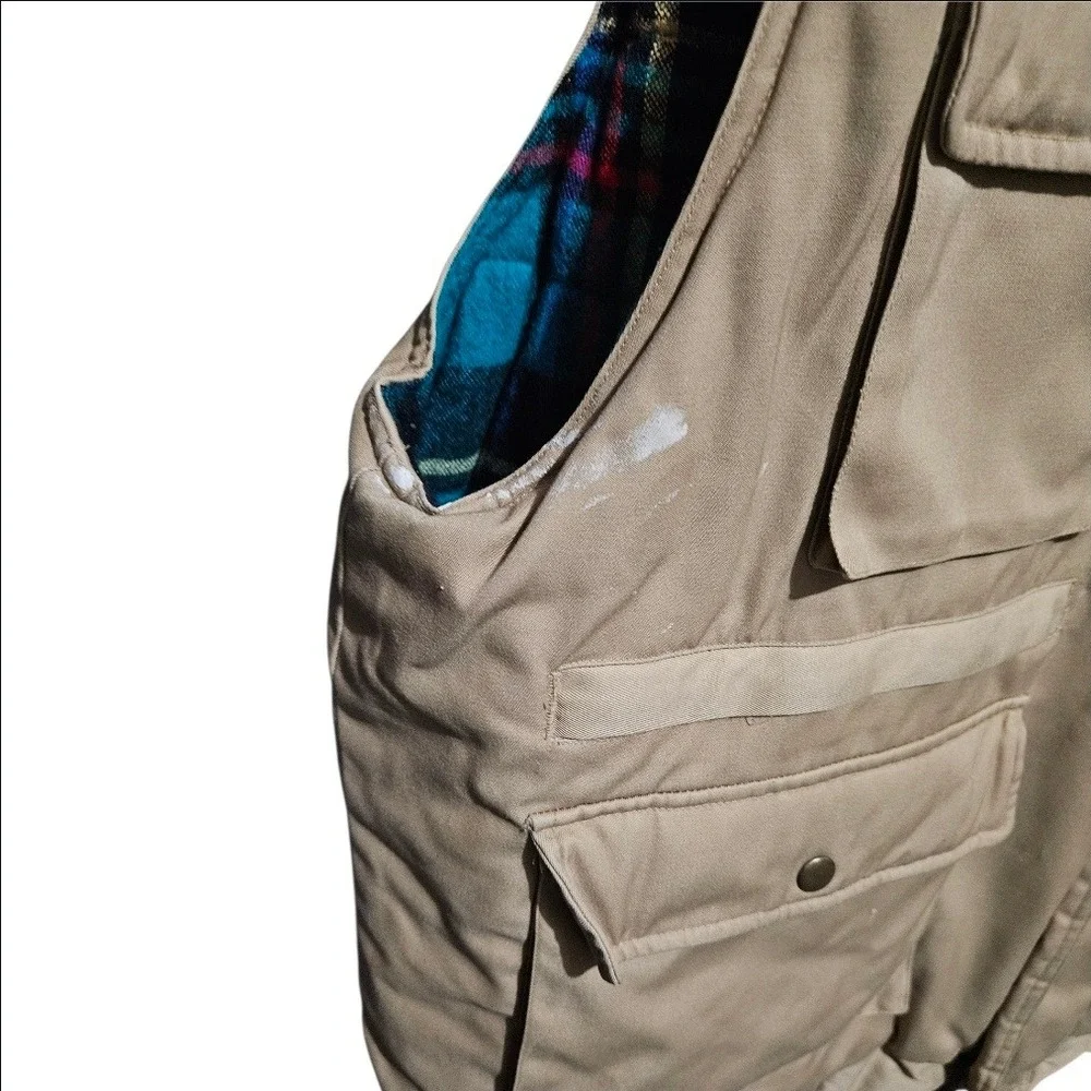 South Mountain Rugged Sportswear Mens XXL Tan Utility Vest Lined Vintage Pockets